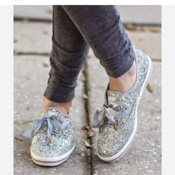 Keds x Kate Spade Shoes - Keds X Kate Spade silver Glitter Sneakers. Size 7
